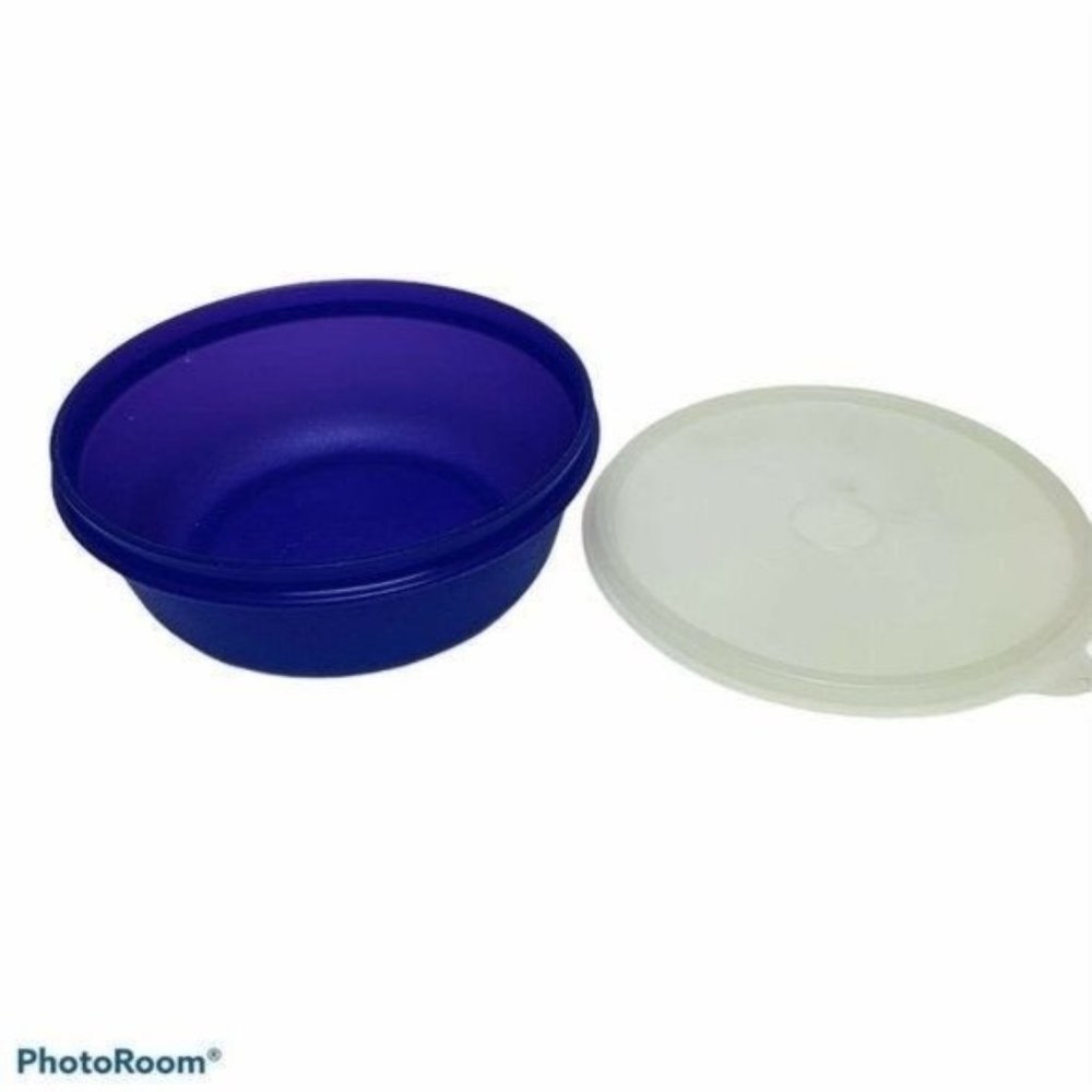 Vintage Tupperware Modular Bowl Textured Dark Purple 1842 With Lid 2.5 Cup